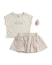 Girls 2pc Strawberry Top And Printed Jersey Skort Set With Scrunchie | TJ Maxx