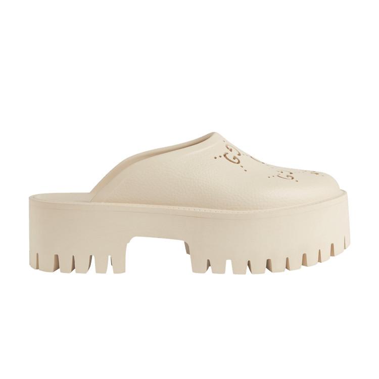 Gucci Wmns Platform Perforated G Sandal 'White Rubber' | GOAT