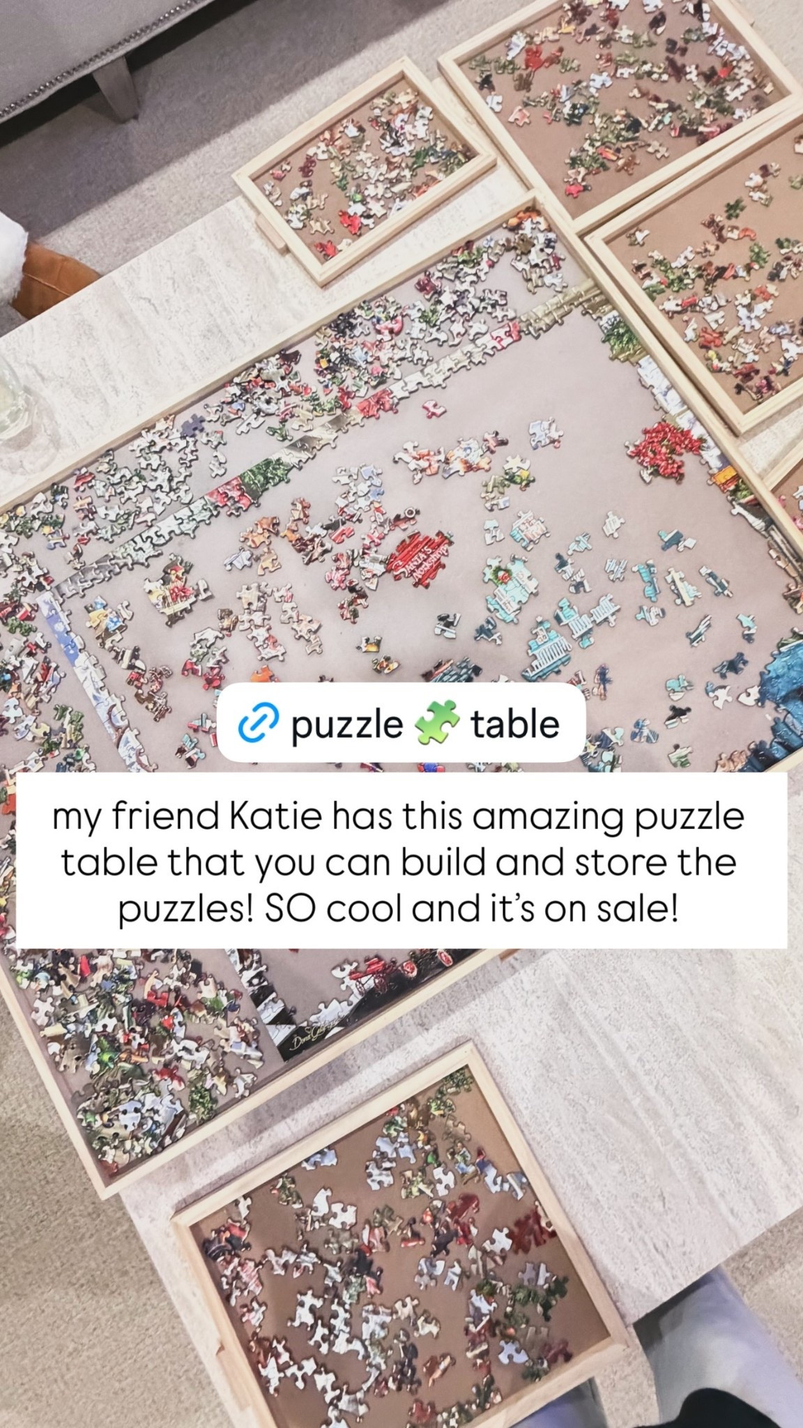 my friend Katie has this amazing puzzle table that you can build and store the puzzles! SO cool and it’s on sale!