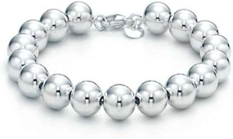 925 Sterling Silver 4MM-10M Italian Bead Ball Chain Bracelet- Handmade Bead Italian Bracelet, Sil... | Amazon (US)