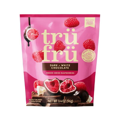 Tru Fru Freeze Dried Raspberries in Dark & White Chocolate - 3.4 oz | Target