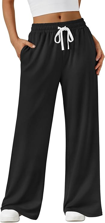 AUTOMET Lounge Pants Women Wide Leg Casual Sweatpants Baggy Workout Sweat Pajamas Pants Fall Fash... | Amazon (US)