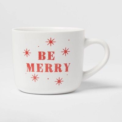 16oz Stoneware Be Merry Christmas Mug White - Threshold™ | Target