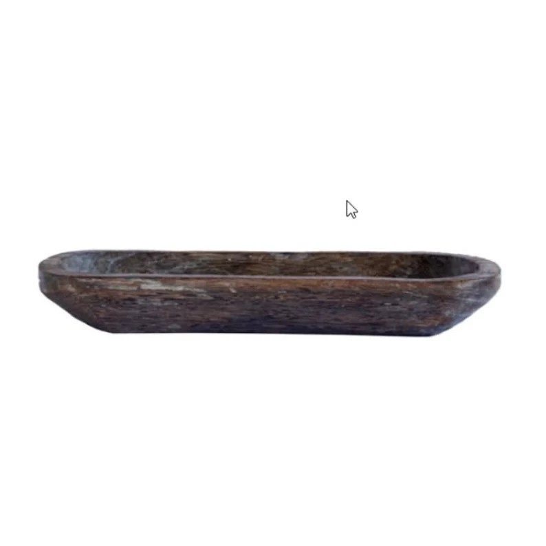 Rustic Wooden Dough Bowl Tray - Antique Brown Paulownia Oval Centerpiece Decor - Candle Making Wo... | Etsy (US)