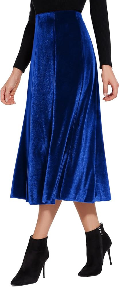 Women’s Elegant Vintage Velvet Midi Skirt Flowy 8-Panel Design | Amazon (CA)