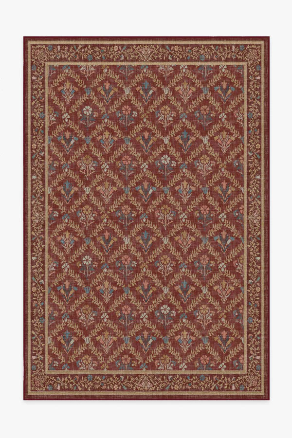 Morris & Co. Bellflowers Amber Red Tufted Rug | Ruggable