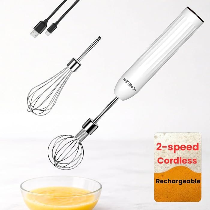 Handheld Electric Egg Beater Whisk,2-Speed USB-C Rechargeable Portable Wireless Balloon Whisk for... | Amazon (US)