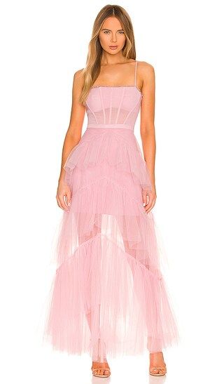 Corset Tulle Gown in Pink Rose | Revolve Clothing (Global)
