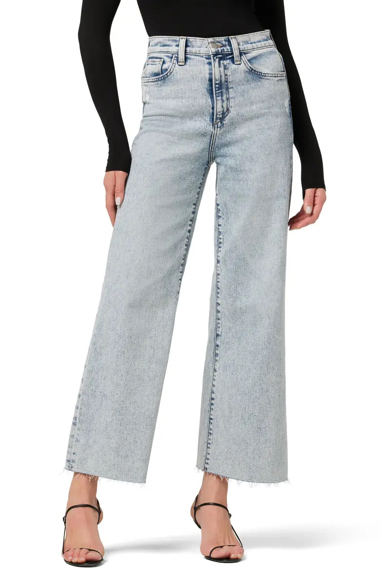 The Mia Acid Wash Cut Hem High Waist Ankle Wide Leg Jeans | Nordstrom