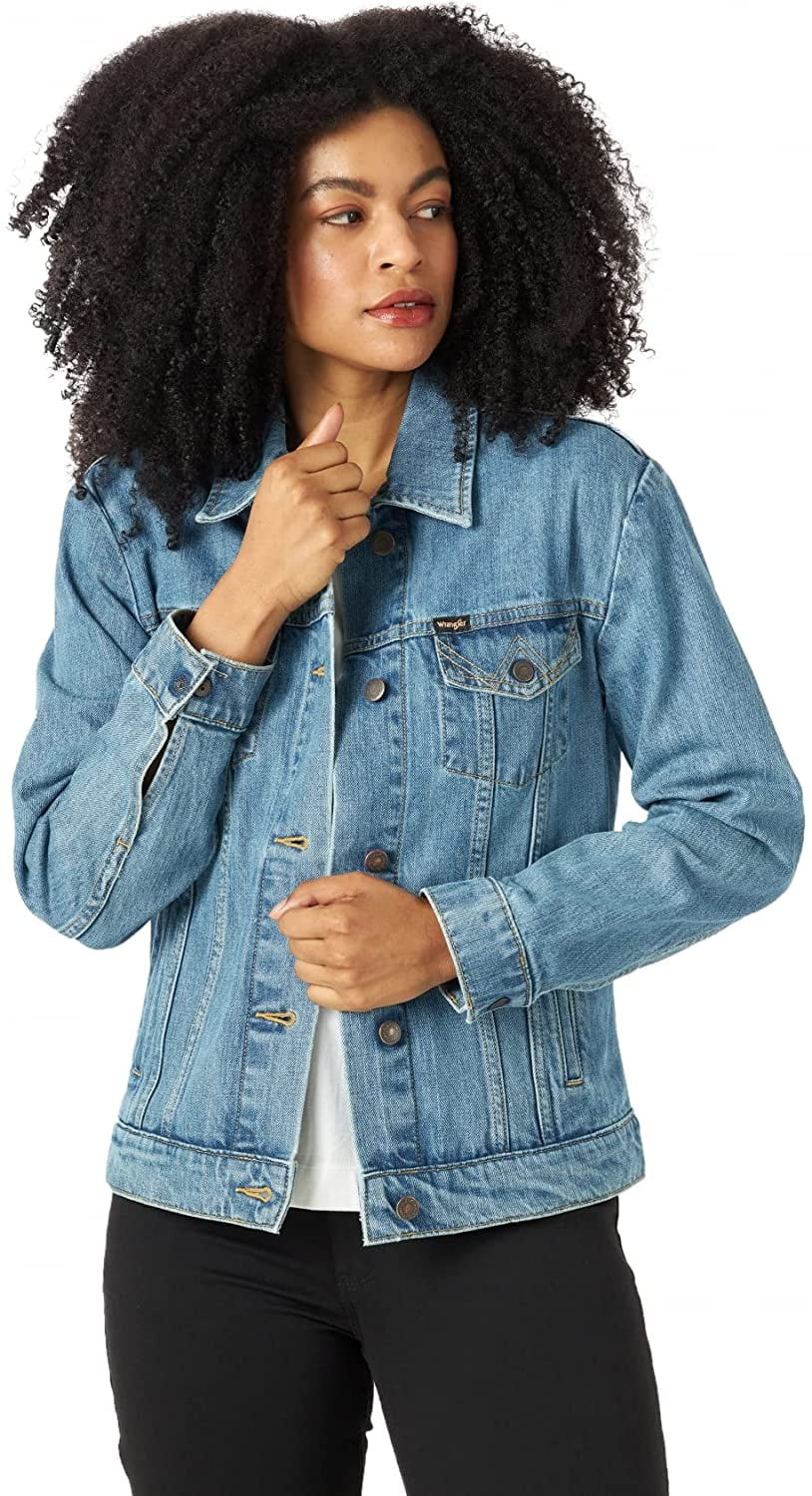 Wrangler Womens Relaxed Fit Memory Maker Jean Jacket Large Basin | Walmart (US)