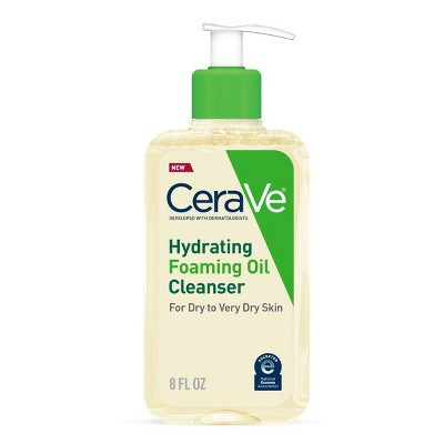 CeraVe Hydrating Foaming Cleansing Oil Face Wash with Squalane Oil, Triglyceride and Hyaluronic Acid For Dry to Very Dry Skin - 8 fl oz | Target