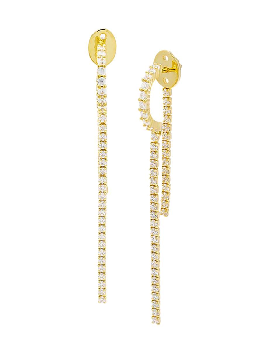 14K-Gold-Plated & Cubic Zirconia Tennis Chain Earrings | Saks Fifth Avenue