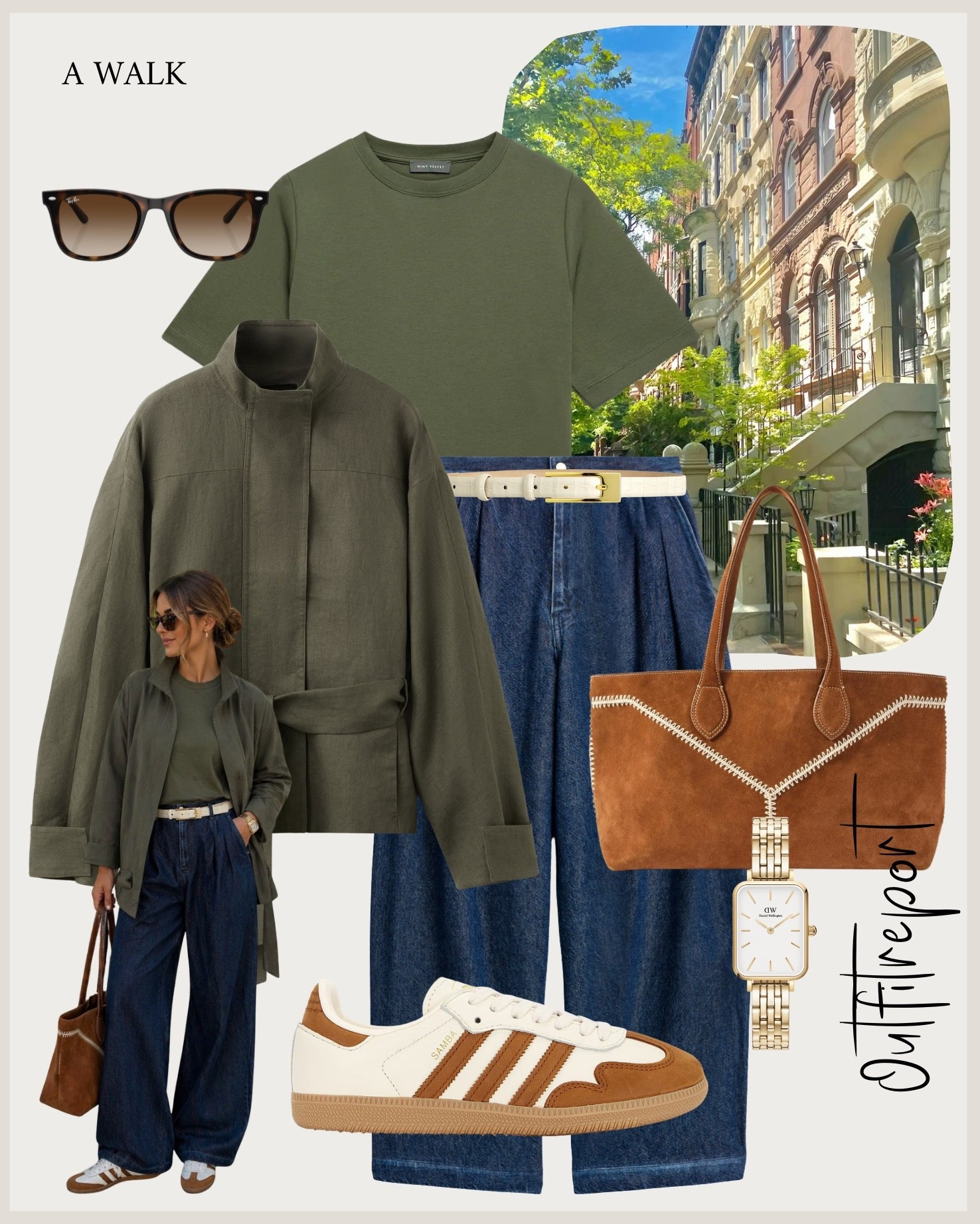 Sneakers casual outfit khaki tshirt cropped jacket 

#LTKjeans #LTKsummer #LTKspring