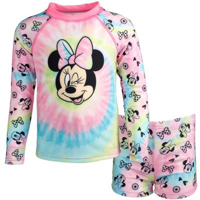 Mickey Mouse & Friends Minnie Mouse Infant Baby Girls Rash Guard and Swim Shorts Set Pink 18 Months | Target