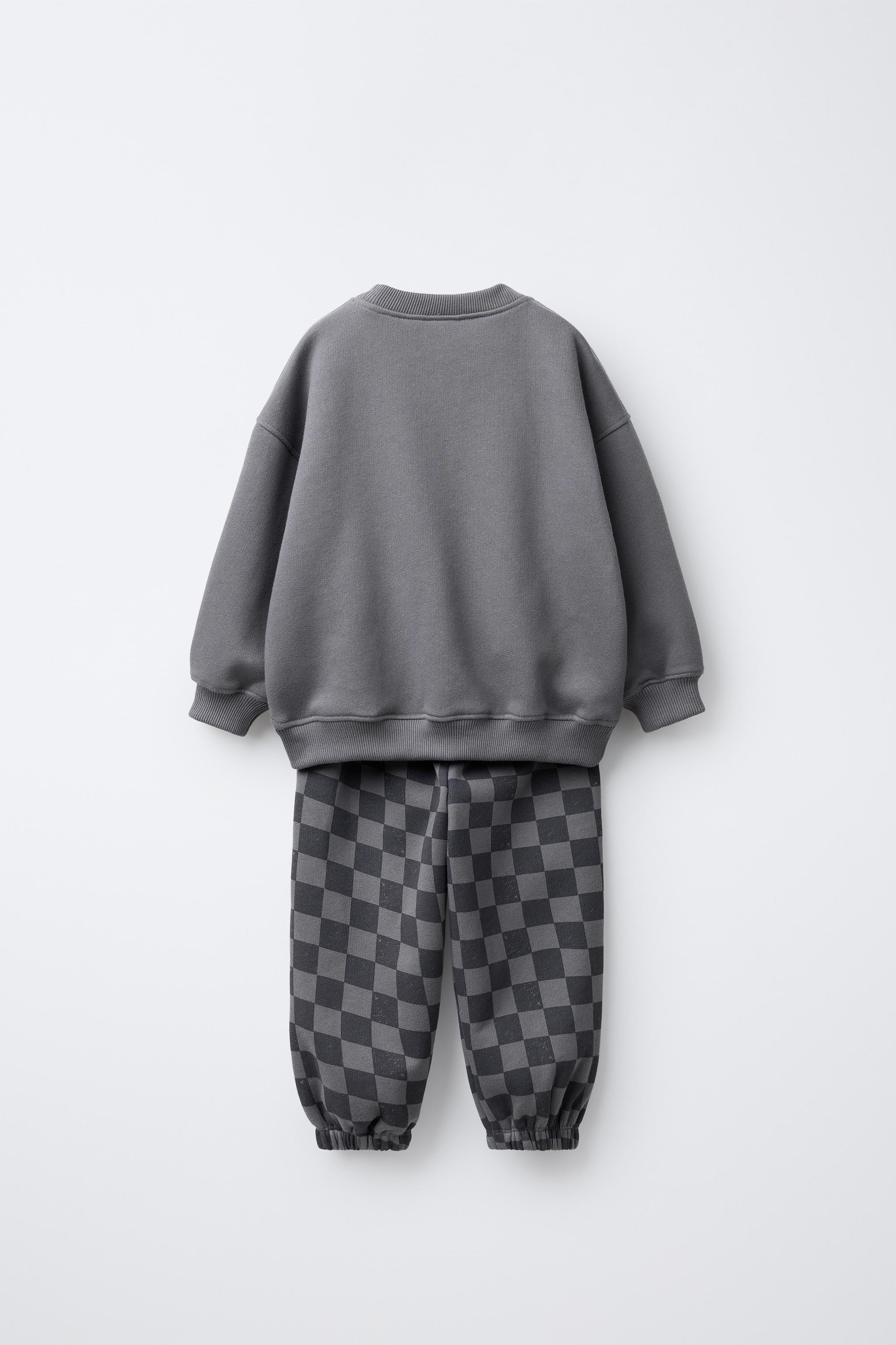 CHECKERBOARD SWEATSHIRT AND PANTS JOGGING SET | Zara US