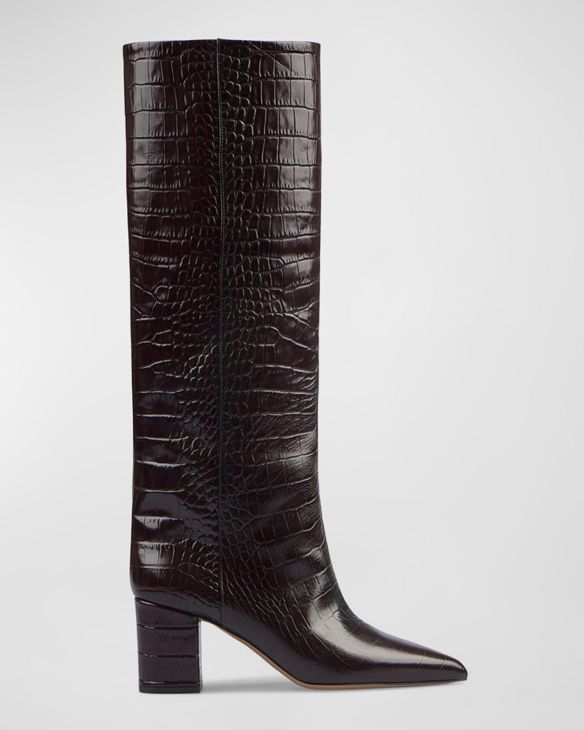 Anja Knee-High Croc-Embossed Leather Boots | Neiman Marcus