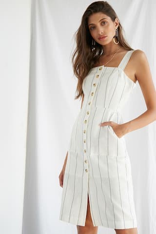 Linen-Blend Pinstriped Dress | Forever 21 (US)
