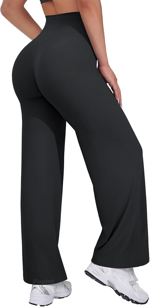 VOYJOY Straight Leggings Bottoms Womens Wide Leg 29"/ 31.5"/33"/35" Pants | Amazon (US)