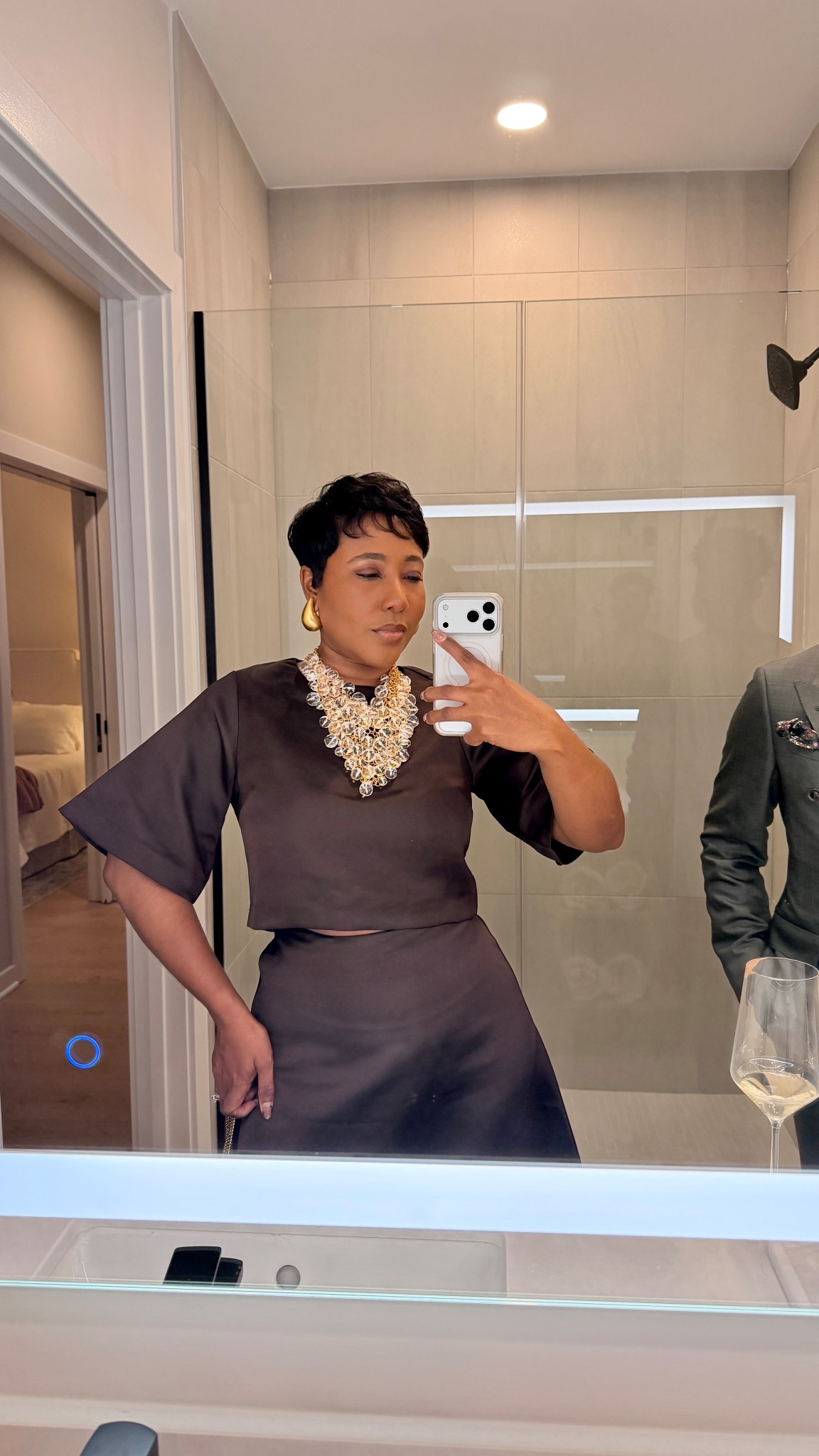 Holiday cocktail party outfit 
Cocktail party 

Love this set from H&M wearing size small in top and size 6 in bottom (no stretch in either piece)

#LTKOver40 #LTKSeasonal #LTKHoliday