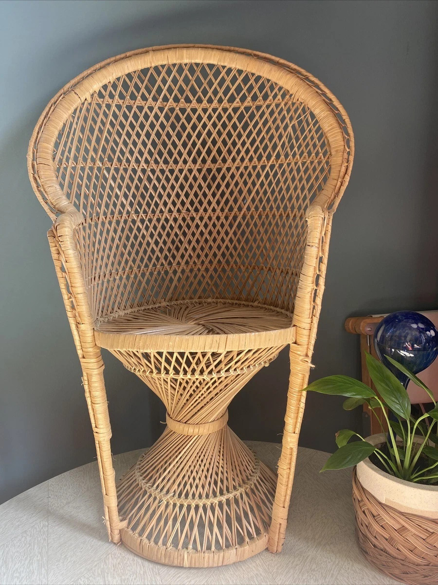 Child Size 30” Wicker Ratan Peacock Chair Photo Portrait Prop Kids BOHO Vintage | eBay US