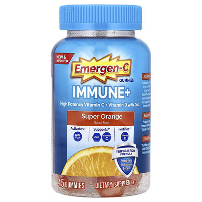Emergen-C, Immune+ Gummies, Super Orange, 45 Gummies | iHerb