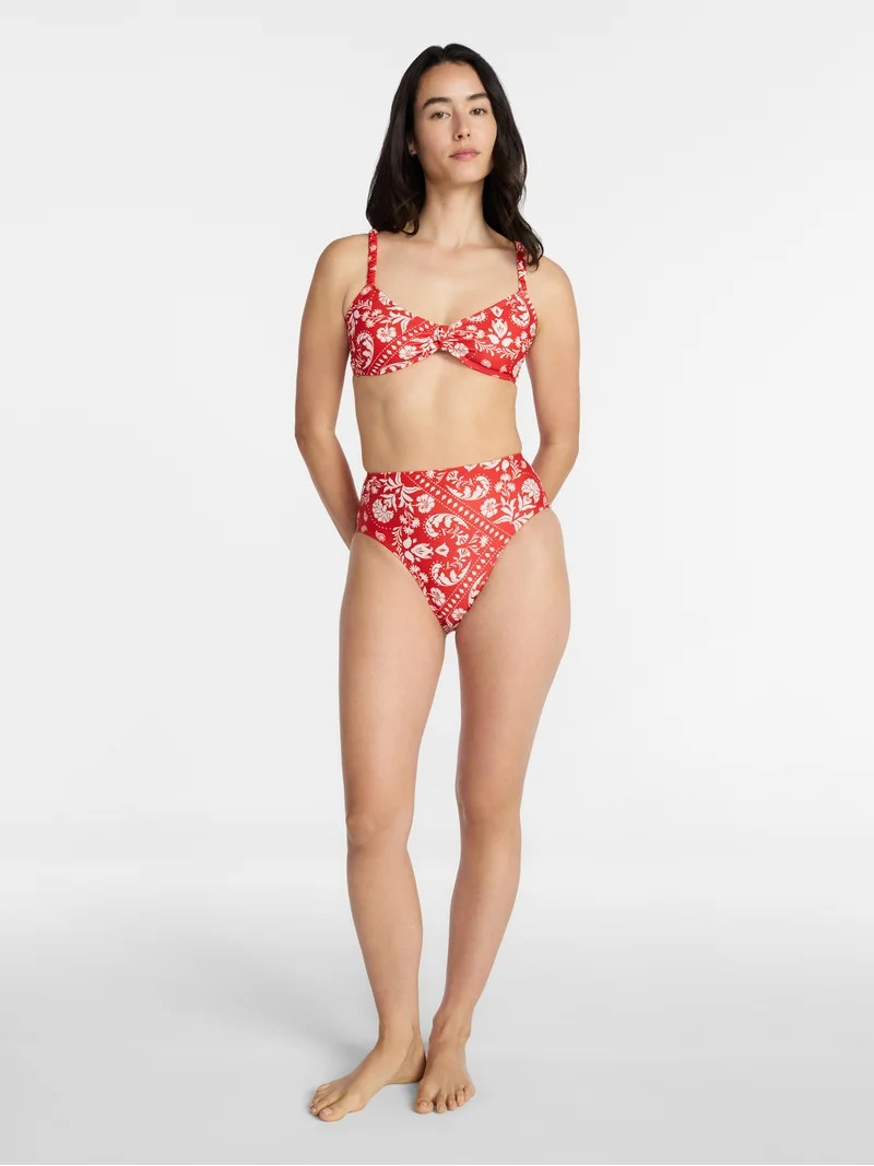 Time and Tru Women's and Women's Plus Knot Front Bralette Bikini Top, Sizes XS-3X | Walmart (US)