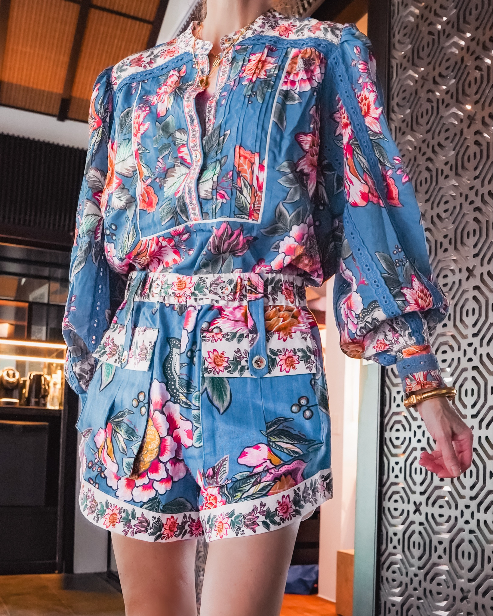 This stunning set is a match made in… fashion heaven! 😉💫🌺

I wore the set on repeat in Vietnam and China, both together… and separate! If you’re on the hunt for flattering and beautiful standout summer pieces, both pieces of this matching set are incredibly versatile, chic, and great for mixing and matching. The linen shorts are a great length (fingertip test approved), and have really cool cargo-like pockets on the front that make them feel more modern and edgy. The cotton blouse is also really lovely. The bold blue and pink print is stunning, with pretty lace details added throughout. It looks great both tucked and untucked, and the neckline can be worn open or buttoned closed, depending on your personal preference. Both pieces are very lightweight and breathable, so you’ll stay cool no matter the climate… which was important in Vietnam! (This is the Four Seasons in Hoi An, btw.)

Are you are a fan of matching sets?? I love how simple, yet elevated they are! And they keep you cool too. 

~Erin xo 

#LTKTravel #LTKSeasonal