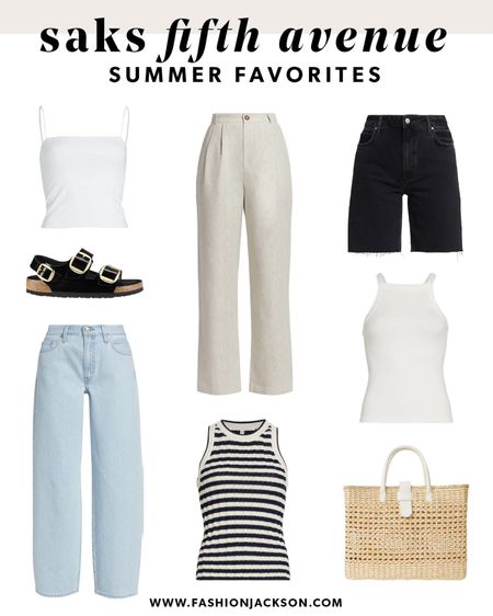 Summer essential favorites from Saks #summerfashion #linenpants #summertop #birks #beachbag #denimshorts #fashionjackson

#LTKunder100 #LTKSeasonal #LTKstyletip