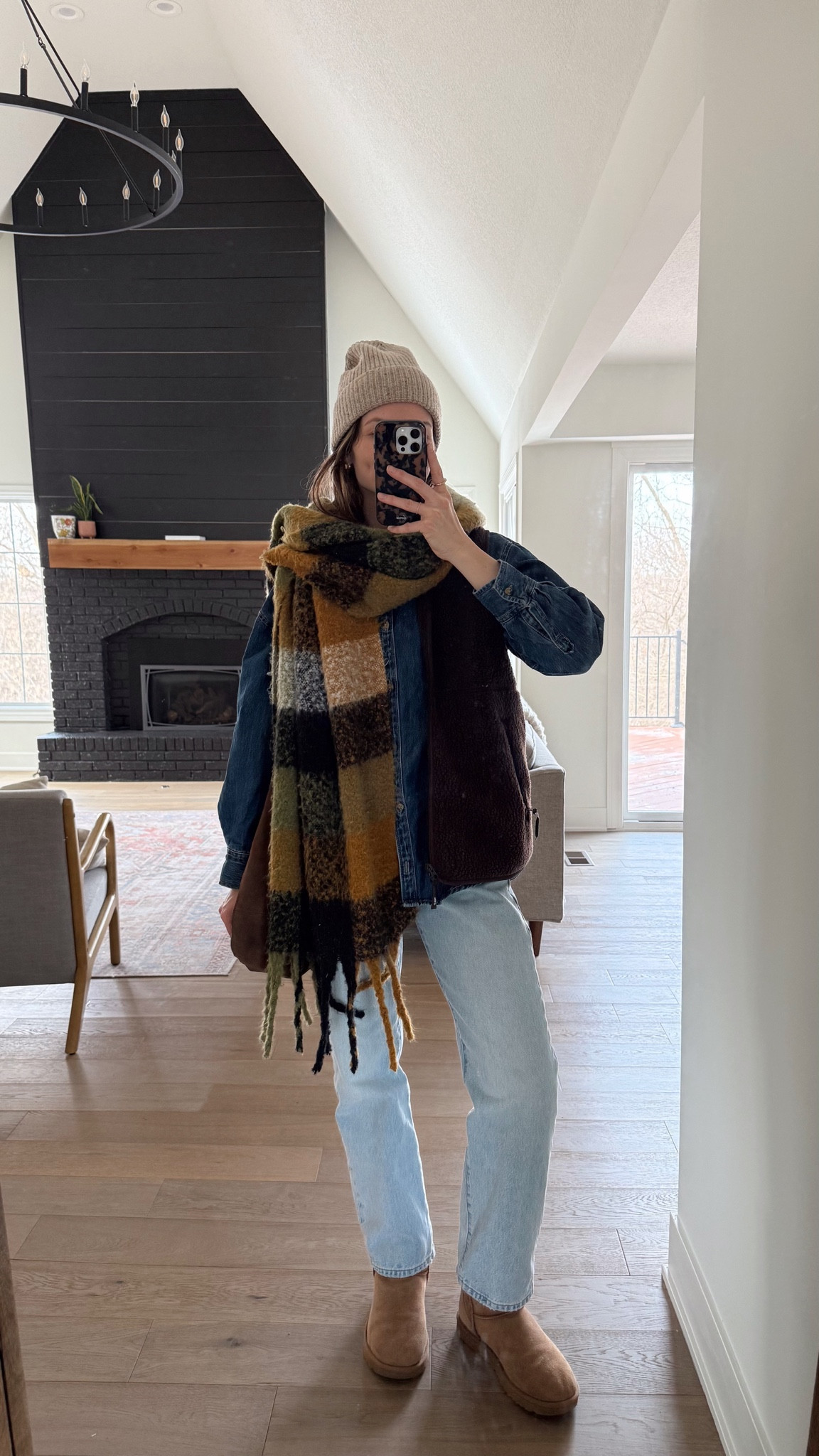 wearing a small in vest and denim top! jeans tts, but if in between sizes, size down! Scarf is old fp, linked similar 

Winter outfit, layering 

#LTKSeasonal