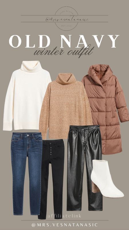 Old Navy Winter outfit picks! Love these soft sweaters for layering and cozy at home vibes! I have the jeans and they are amazing! 

Holiday outfit, Christmas sweater, cozy outfit, sweater, jeans, faux leather pants, boots, jacket, Old Navy, Gift ideas for her, gift guide, gift guide for her, 

#LTKmidsize #LTKstyletip #LTKGiftGuide