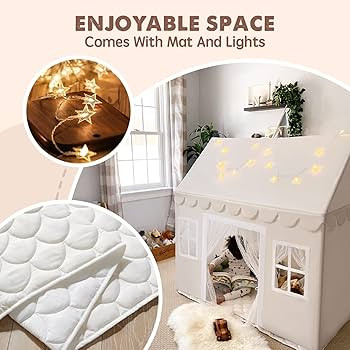 Tiny Land Play Tent with Padded Mat & LED Lights, Kids Tent, Playhouse for Kids, Indoor Bed Tent ... | Amazon (US)