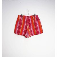 Pink Stripe Shorts Vintage Orange Striped Shorts Womens Medium Shorts Vintage Stripe Cotton Shorts P | Etsy (US)