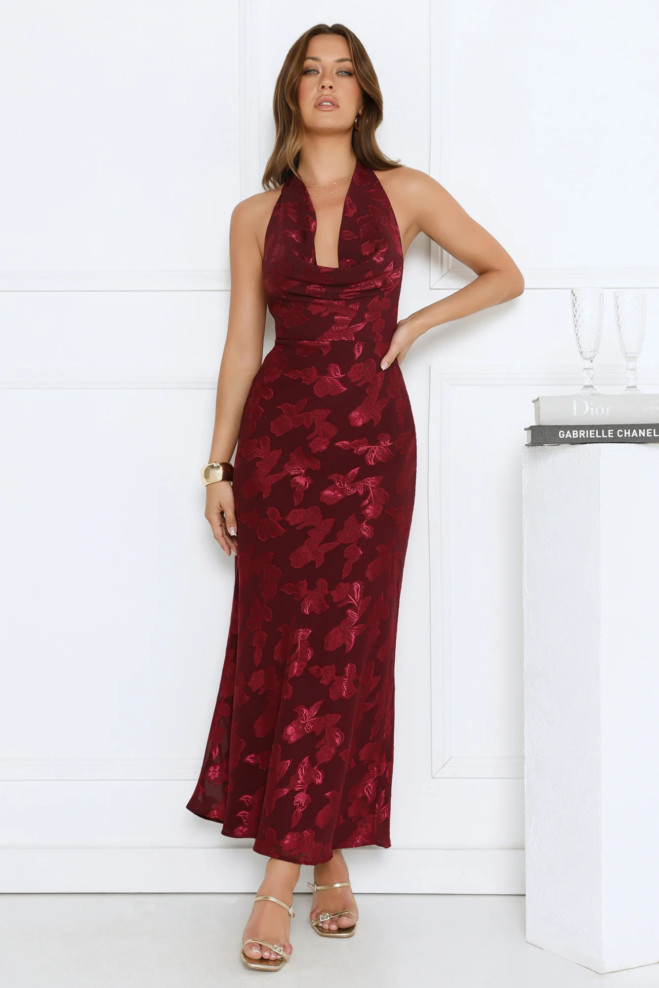 Where's My Tiara Halter Maxi Dress Burgundy | Hello Molly (US)