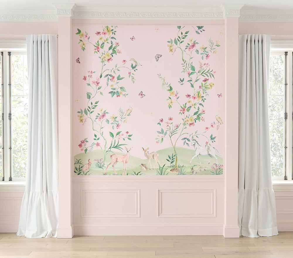 AERIN Pink Forest Wall Mural | Pottery Barn Kids