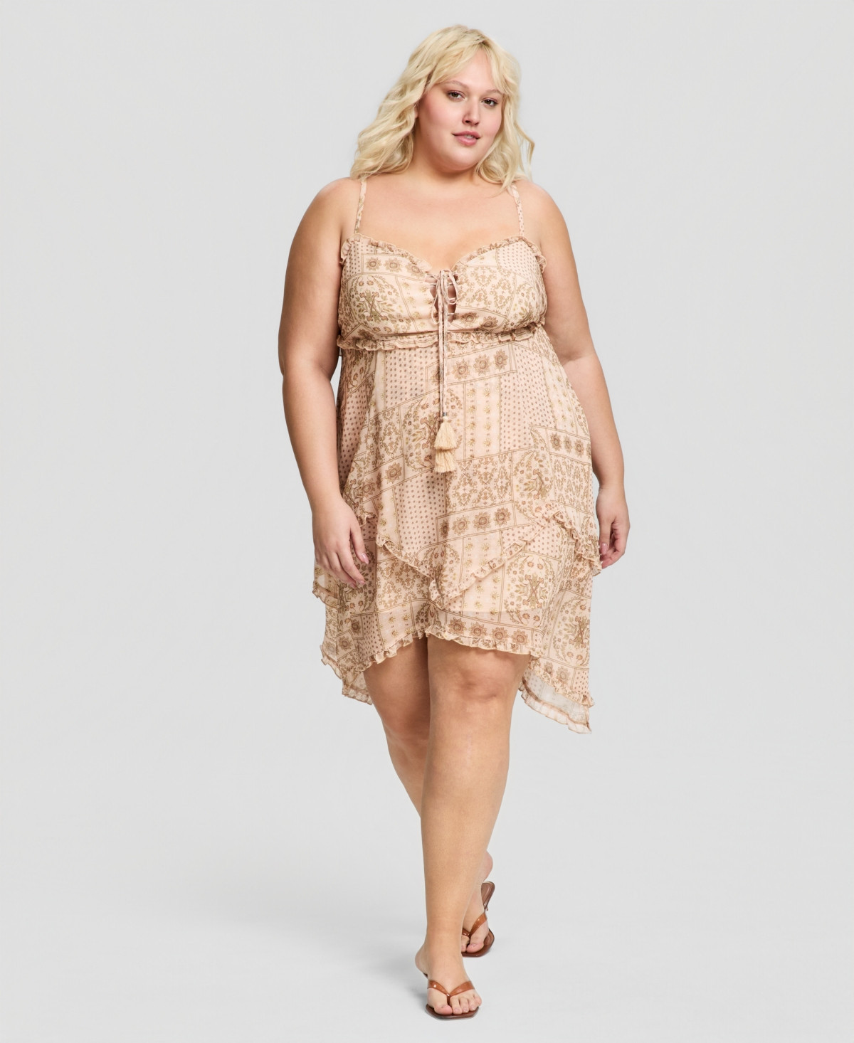 And Now This Trendy Plus Size High-Low Tiered Cami Dress, Macy's Exclusive - Buttercup Patch | Macy's