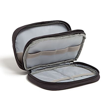 U Brands Dual Zip Canvas Tech Pouch 5 H x 2 14 W x 7 1316 D Slate Gray - Office Depot | Office Depot and OfficeMax 