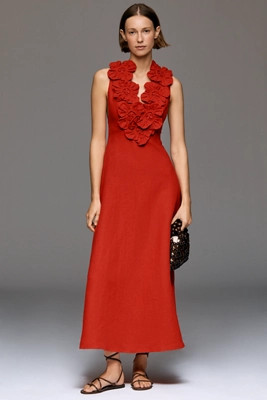 Farm Rio Ruffled Sleeveless Linen Maxi Dress | Anthropologie (US)