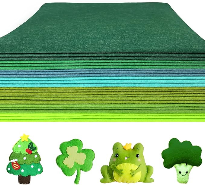 24 Pcs 11.8 x 35.4 Inch Wool Blend Felt Sheets for Crafts, 8 Color 1mm Thickness Green Assorted S... | Amazon (US)