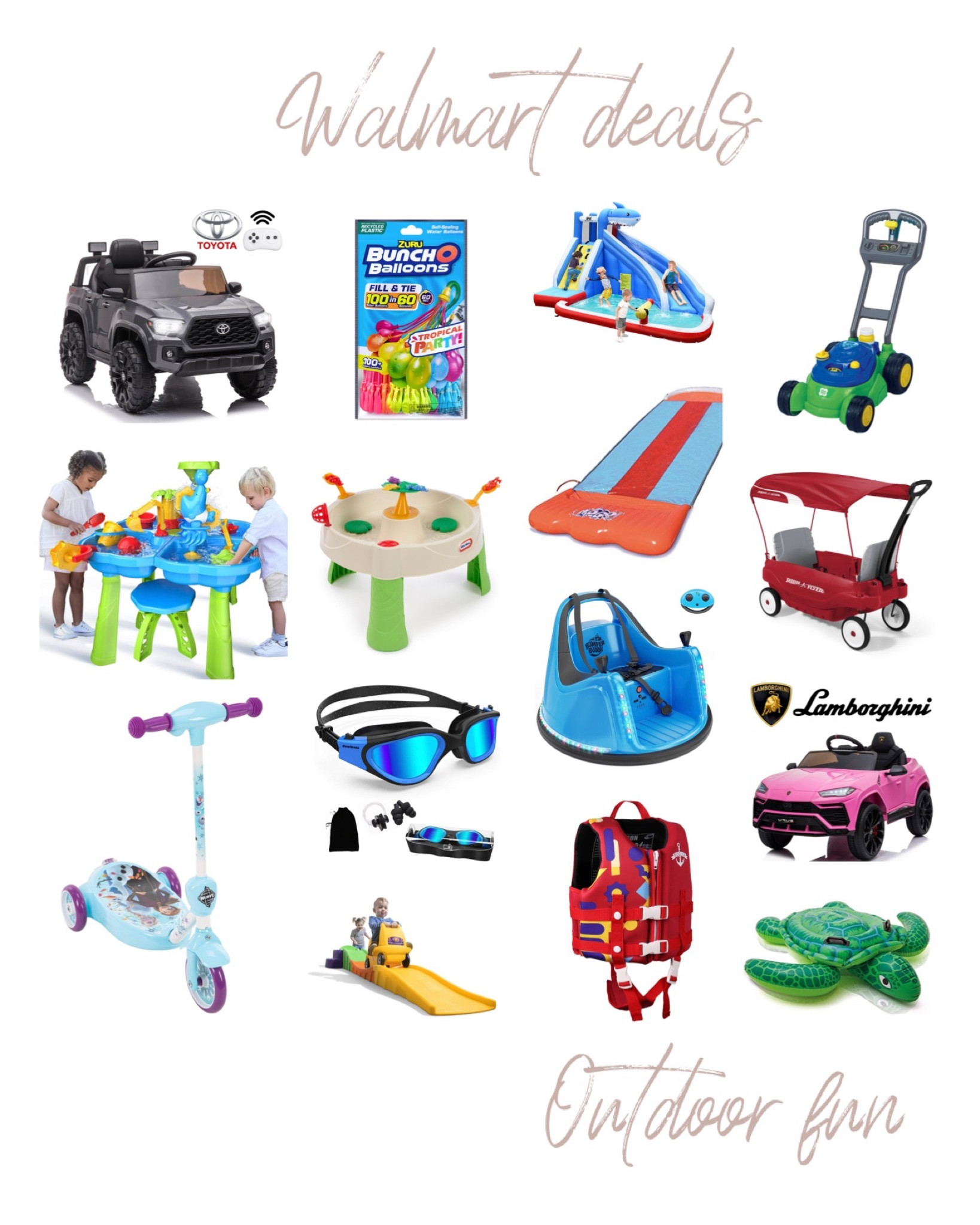 Walmart deals on summertime outdoor fun. Water slide, bubbles, electric cars, bumper buddy, step2, water tables and so much more.

@Walmart

#LTKswim #LTKhome #LTKsalealert