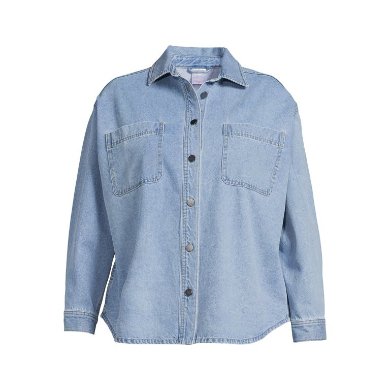 No Boundaries Juniors Plus Size Denim Shacket | Walmart (US)