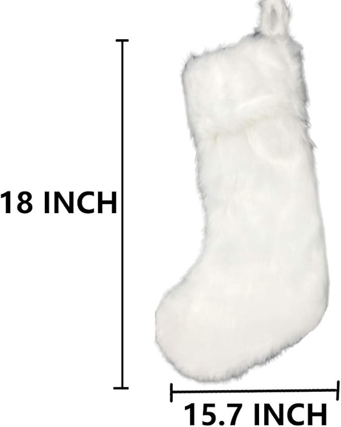 AISENO 2 Pack 18 Inch Snowy White Christmas Stockings Faux Fur Christmas Stockings Hanging Orname... | Amazon (US)