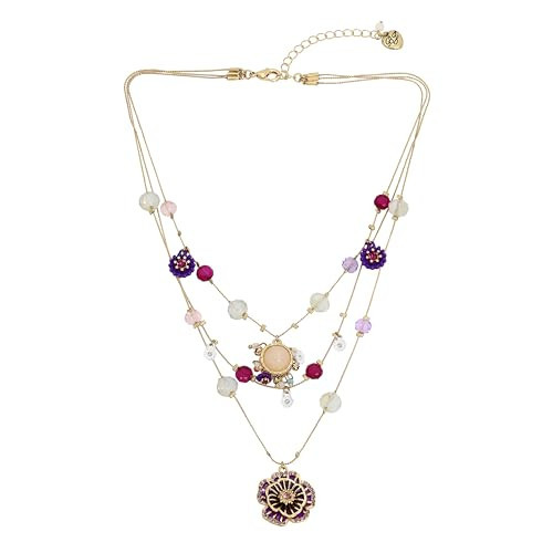 Betsey Johnson Womens Flower Charms Layered Necklace | Amazon (US)