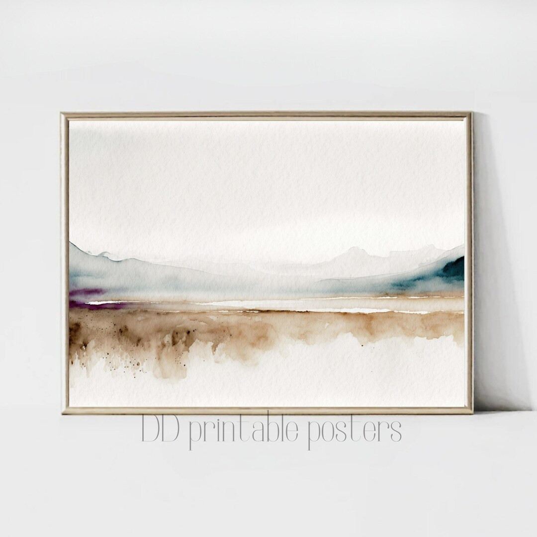 Minimalist Watercolor Print, Neutral Watercolor Landscape, Horizontal Wall Art, Printable Landsca... | Etsy (US)
