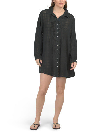 Button Down Relaxed Mini Shirt Dress for Women | Cotton | Marshalls