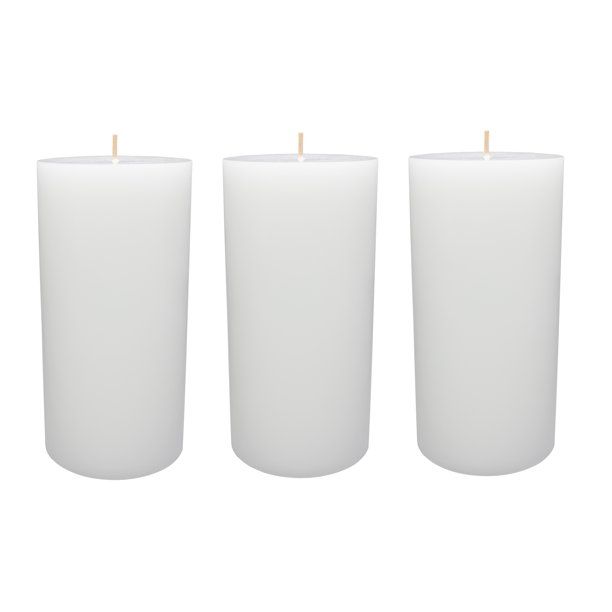 Mainstays Unscented Pillar Candles, 3-pack, White (3x6 inches), Burn Time Range 75-90 Hours | Walmart (US)