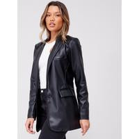 V by Very Faux Leather Blazer - Black | Very (UK)