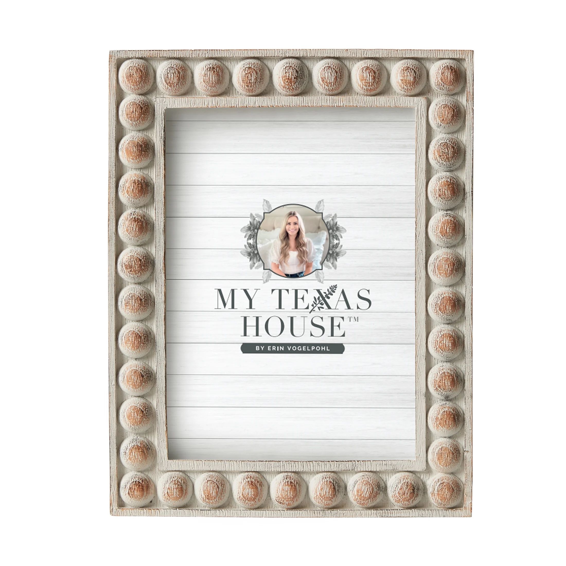 My Texas House 5" x 7" Ivory Rustic Ball Resin Tabletop Picture Frame | Walmart (US)