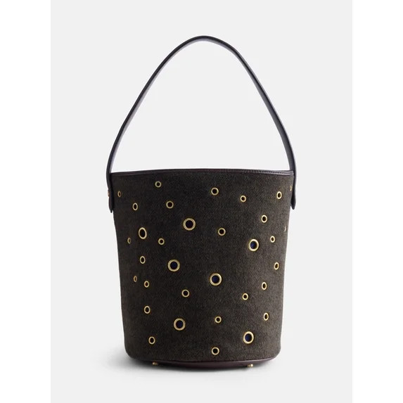 Free Assembly Women’s Grommet Bucket Bag, Smoky Olive | Walmart (US)