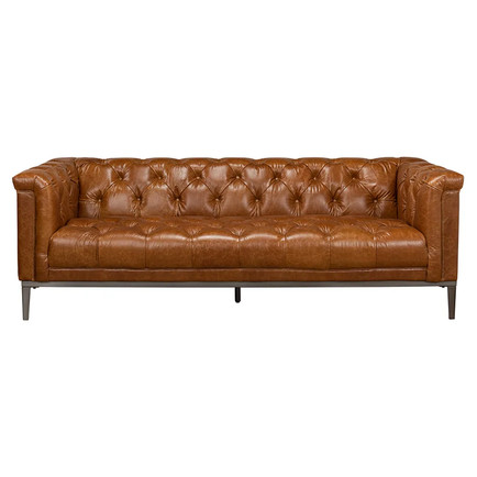 Iron-Frame Leather Chesterfield Sofa