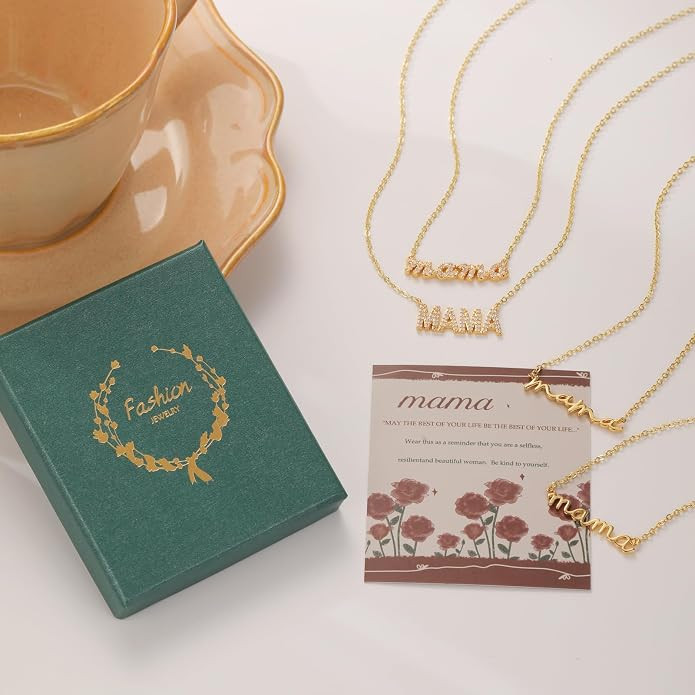 Mama Necklace for Women Dainty Gold Necklace for Mom Initial Letter Mama Pendant Necklaces Mom Je... | Amazon (US)